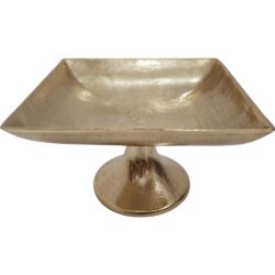 Schaal op voet Brush goud 24x24x13cm