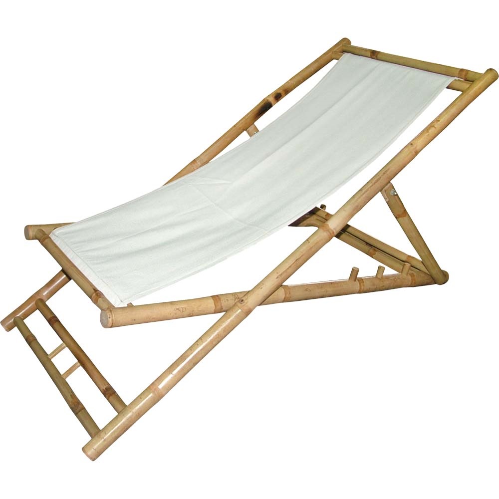 Strandstoel bamboe met canvas doek, set van 2