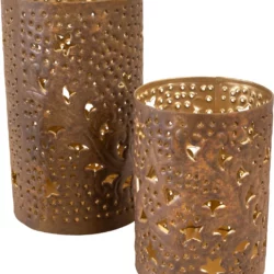 Lantaarn Wave brown antique, set van 2