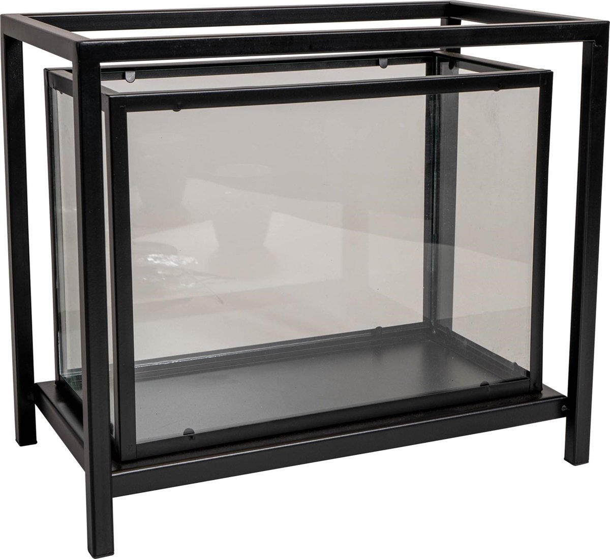 Lantaarn Huricane zwart glas 35x20x30,5cm